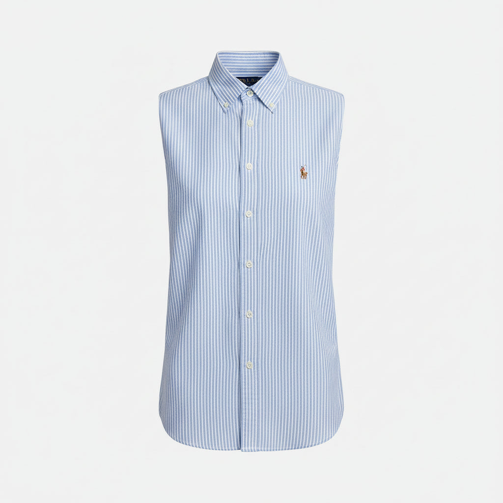 Polo Ralph Lauren Women's Custom Fit Blue Striped Oxford Cotton Shirt - Gomix Brands Outlet
